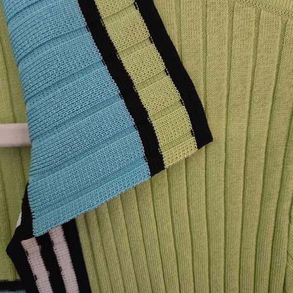 Misook Colorblock Striped Ribbed Open Front Cardigan Sweater Size L - Picture 4 of 5